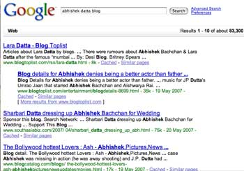 Lara Datta + Abhishek Bacchan + google = Abhishek Datta